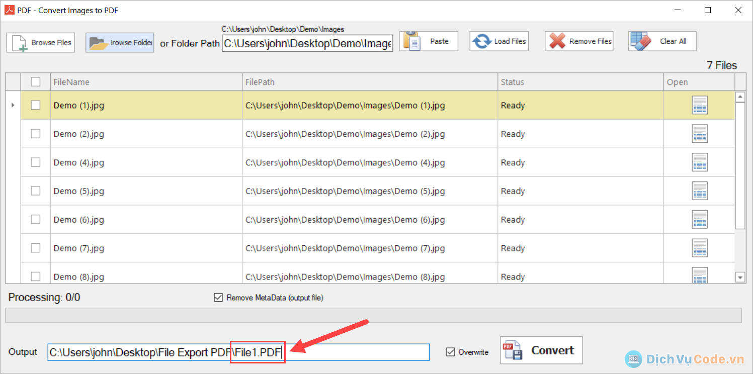 Đặt tên cho file PDF khi chuyển đổi từ hình ảnh JPG